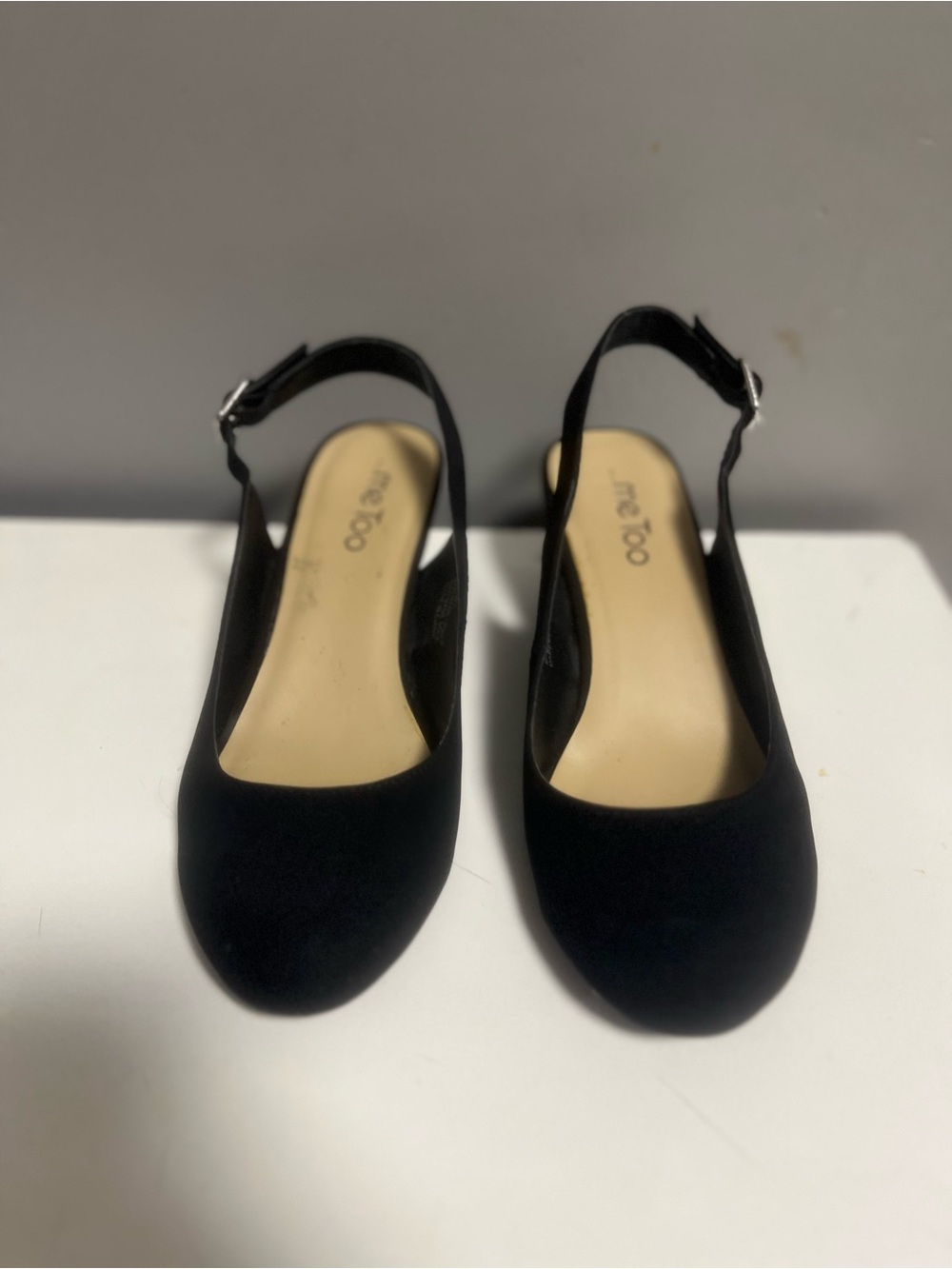 me too Black Slingback Platform Flats